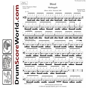 Meshuggah - Bleed I Drum Sheet